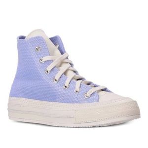 Women's High-Top Sneakers in Light Purple and Cream